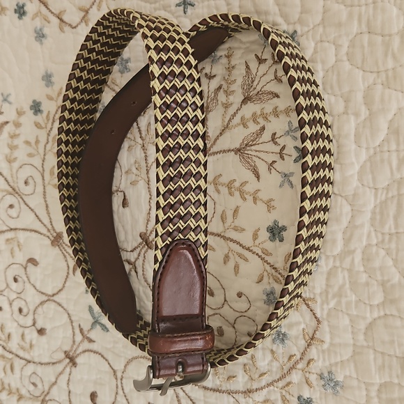 Vintage Genuine Leather Men's Belt With Cord Braids Size 34 - Picture 9 of 12